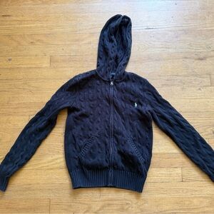 Black Ralph Lauren Hooded Cable Knit Sweater size S